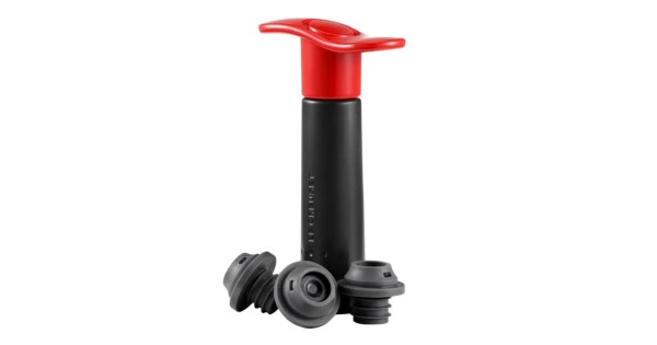 Pompe à Vin ABS Rouge + 3 bouchons - LE CREUSET SCREWPULL WA-137