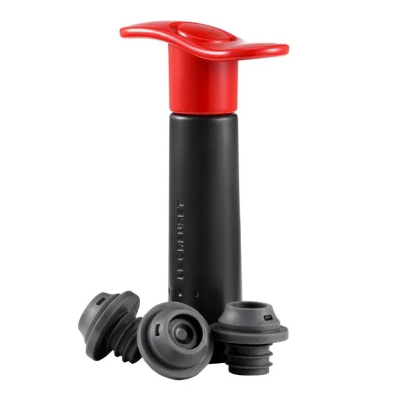 Pompe à Vin ABS Rouge + 3 bouchons - LE CREUSET SCREWPULL WA-137