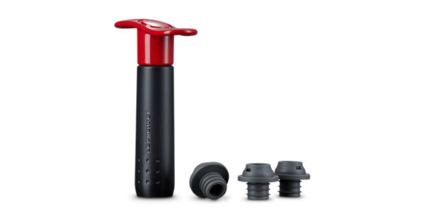 Pompe à Vin ABS Rouge + 3 bouchons - LE CREUSET SCREWPULL