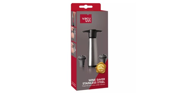 Pompe à vide Wine Saver Stainless Steel + 2 Stoppers - Vacuvin