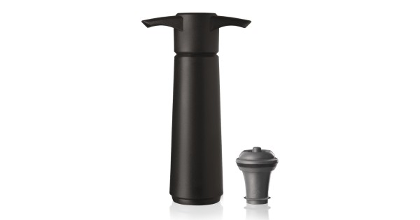 Une pompe à vide Wine Saver noir et Un bouchon Vacuum Wine Stopper