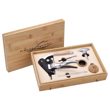 Coffret Cadeau Sommelier En Cuir PU - 4 Accessoires à Vin Inclus - Idéal Pour Mariage, Anniversaire (35x20x12 Cm)