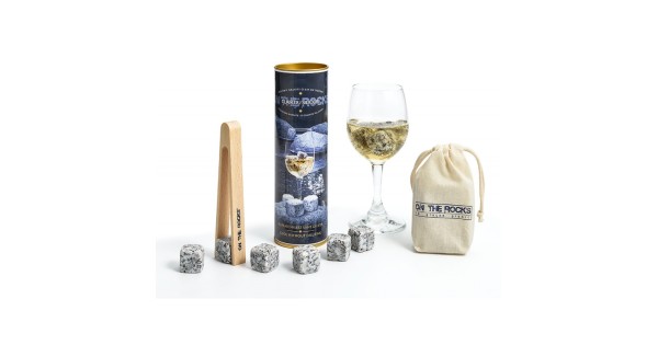 Coffret cadeau 6 glaçons granit du Sidobre avec pince en bois On The Rock