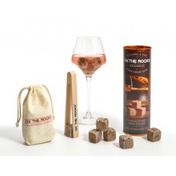 Coffret 6 pierres à vin en granit rose de Bretagne avec pince en bois de hêtre On The Rock