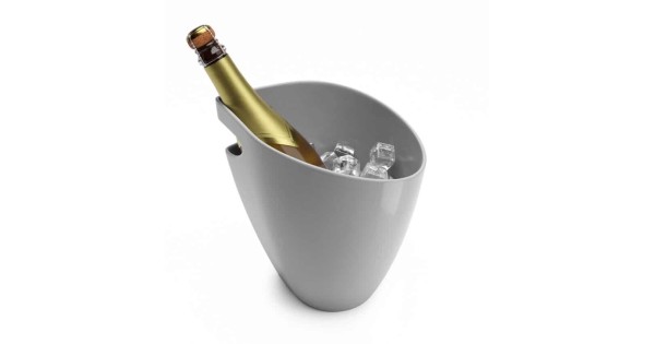 Seau à glace gris laqué Koala avec poignée pour 1 à 2 bouteilles