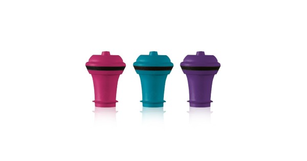 Bouchons Wine Stopper Vacu Vin rose, bleu et violet