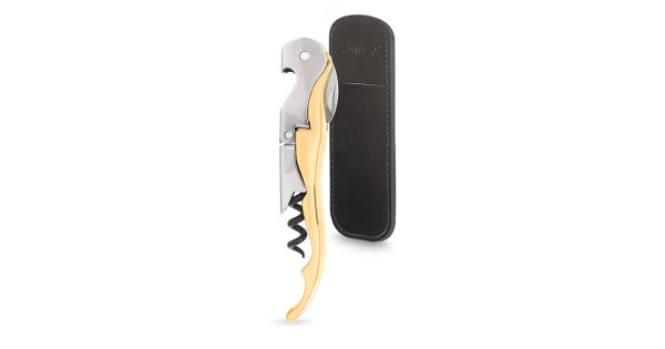 Tire-bouchon Classic Gold doré Pulltex avec son étui en cuir