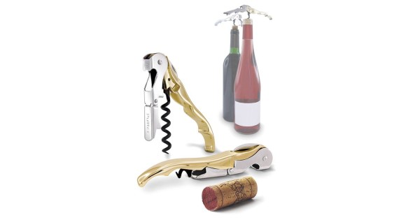 Classic Gold Pulltex ouvert et replié, présenté avec un bouchon et une bouteille
