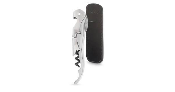 Tire-bouchon Classic Silver chromé Pulltex avec son étui en cuir
