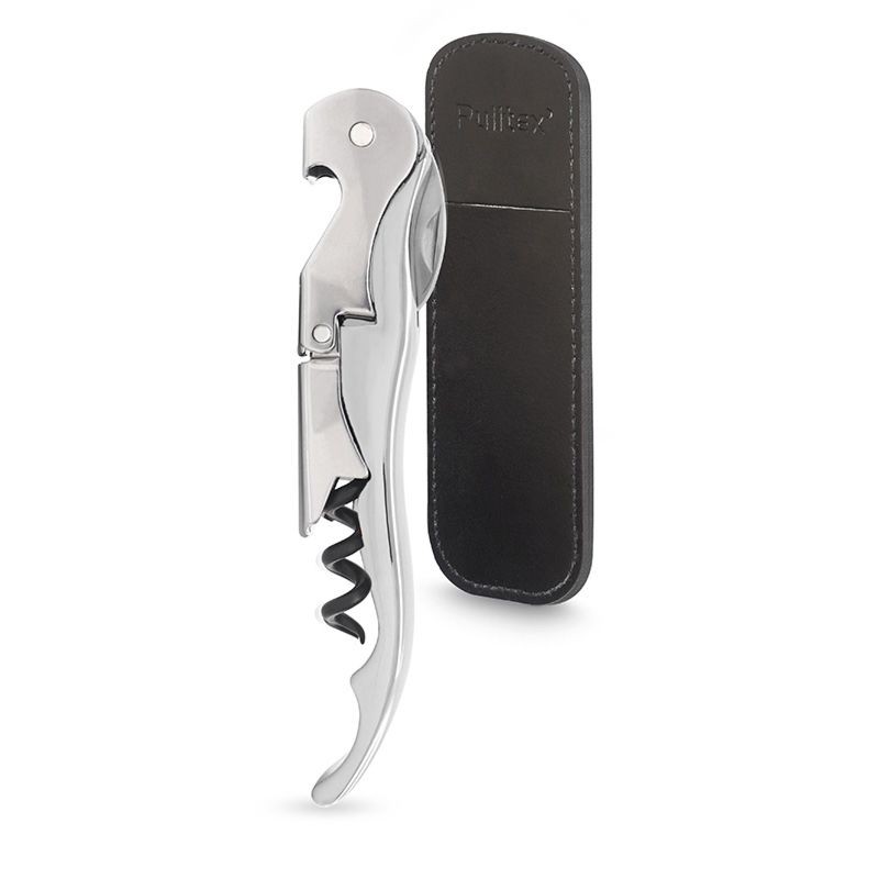 Tire-bouchon Classic Silver chromé Pulltex avec son étui en cuir