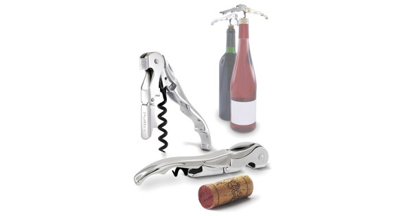 Classic Silver Pulltex ouvert et replié, avec un bouchon et une bouteille