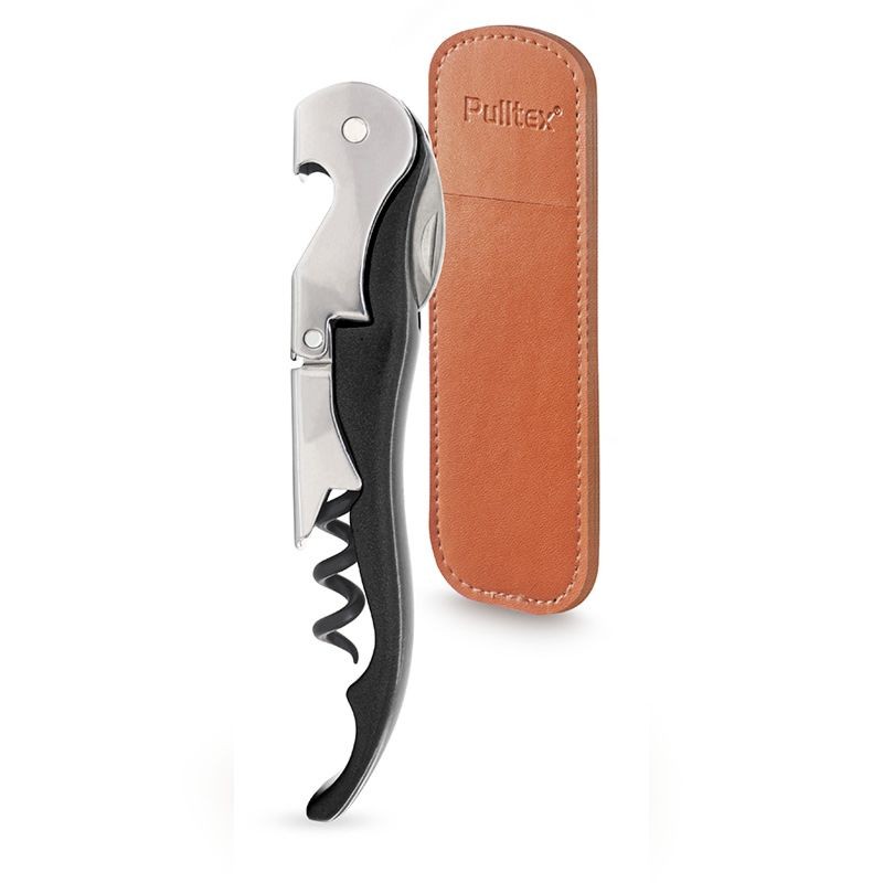 Tire-bouchon Pulltap’s Classic noir Pulltex avec son étui en cuir