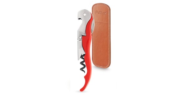 Tire-bouchon Pulltap’s Classic rouge Pulltex avec son étui en cuir