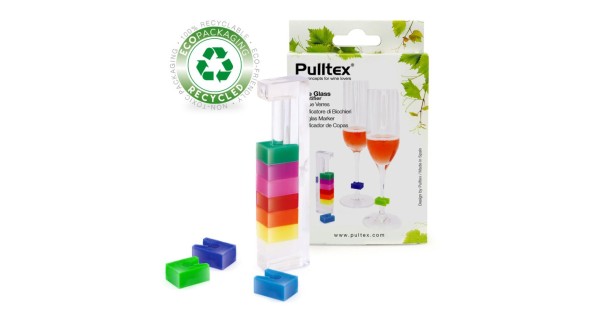 Lot de marque-verres Pulltex avec support et emballage