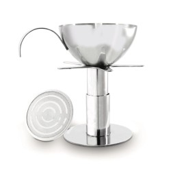 Entonnoir aérateur inox Pulltex sur son socle avec filtre amovible
