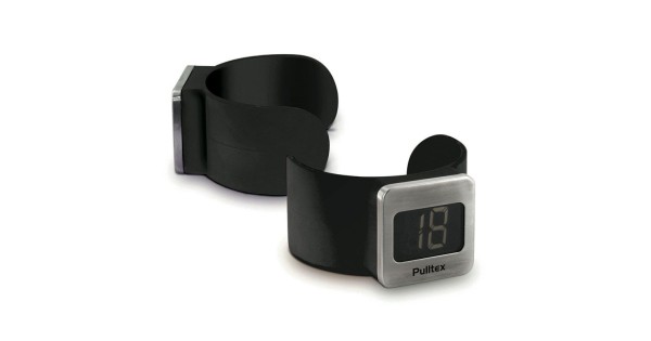 Deux vues avant et arrière du thermomètre bracelet Pulltex