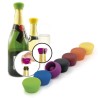 Illustration des bouchons Pulltex de différentes couleurs et de leur pose sur une bouteille