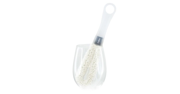 Goupillon à verre Pulltex avec manche blanc et tête en mousse EVA