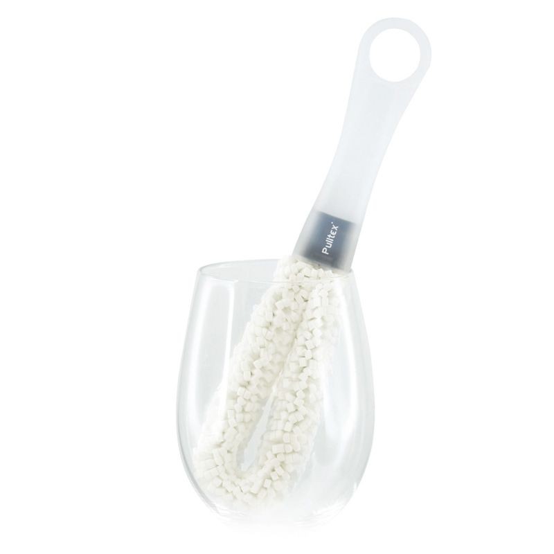 Goupillon à verre Pulltex avec manche blanc et tête en mousse EVA