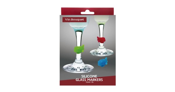 Emballage du lot de huit marque-verres poissons Vin Bouquet
