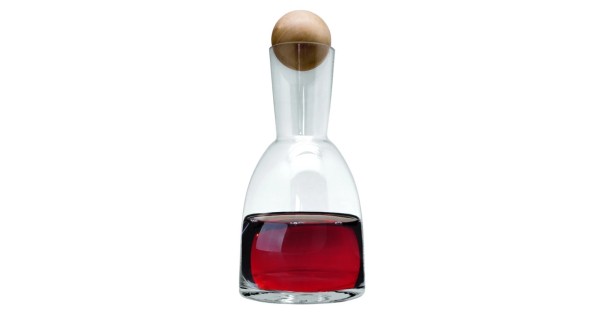 Carafe Wooden Ball Vin Bouquet avec vin rouge et bouchon boule en bois
