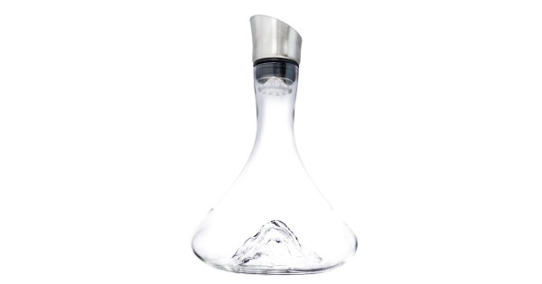Carafe Montagne en verre avec relief au fond de la base