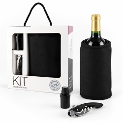 Coffret à vin Koala Basic noir et gaine en place sur une bouteille