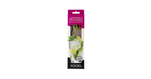 Emballage du lot de quatre pailles Koala avec embouts silicone