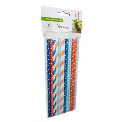 Paquet de 25 pailles en papier à motifs multicolores Vin Bouquet
