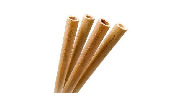 Détail des quatre pailles réutilisables en bambou Vin Bouquet