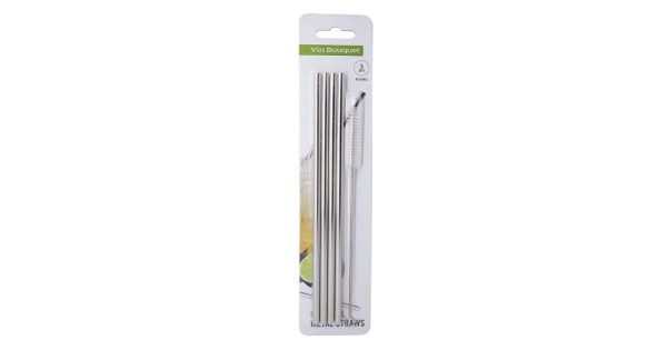 Boîte de pailles inox Vin Bouquet et goupillon de nettoyage
