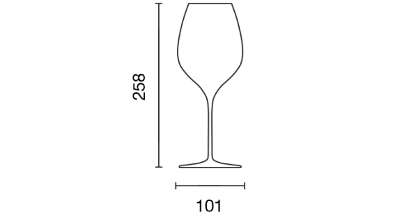 Dimensions du verre Masterclass 70 Italesse : hauteur 26 cm, diamètre 10 cm