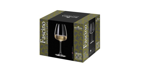 Boîte de six verres à vin blanc Fascino 48 cl Bohemia Royal Crystal