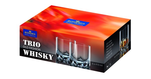 Boîte de 6 verres à whisky Trio 41 cl Bohemia Royal Crystal
