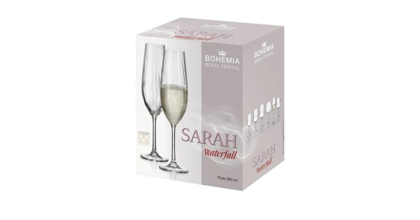 Boîte cadeau de 6 flûtes à champagne Sarah Optic Waterfall 26 cl