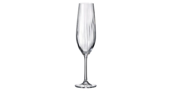 Flûte à champagne Sarah Optic Waterfall 26 cl Bohemia Royal Crystal au relief ondulé