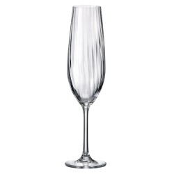 Flûte à champagne Sarah Optic Waterfall 26 cl Bohemia Royal Crystal au relief ondulé