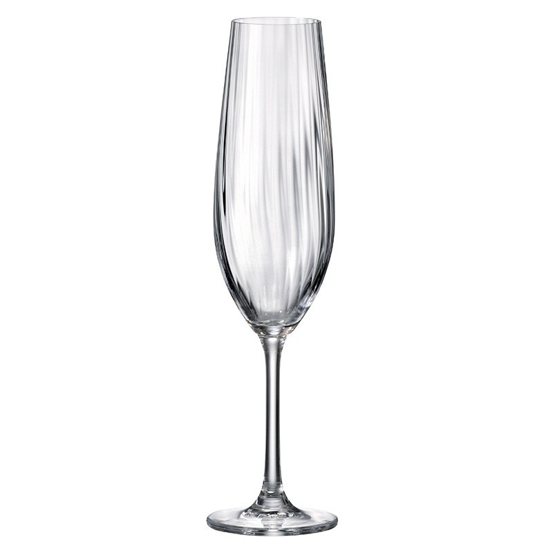 Flûte à champagne Sarah Optic Waterfall 26 cl Bohemia Royal Crystal au relief ondulé