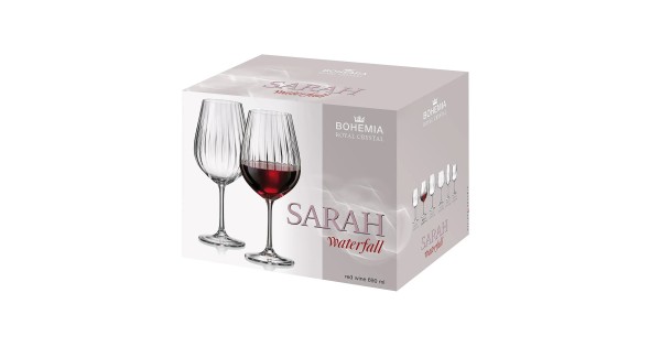 Boîte cadeau de 6 verres à vin Sarah Optic Waterfall 69 cl
