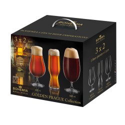 Coffret Golden Prague Bohemia Royal Crystal de six verres à bière panachés