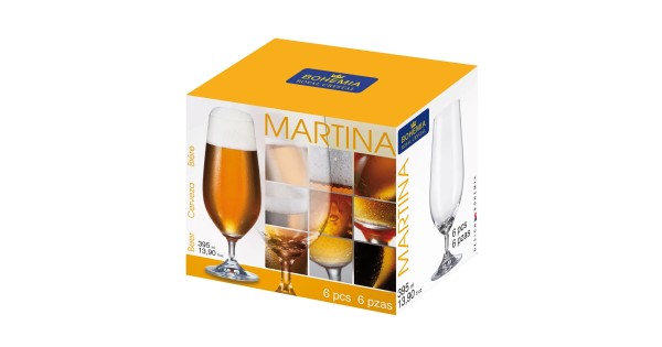 Boîte cadeau de six verres à bière Martina 39,5 cl