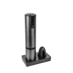 Tire-bouchon Peugeot Elis Touch Carbone sur son socle avec coupe-capsule