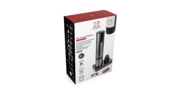 Coffret du tire-bouchon électrique Elis Touch Carbone Peugeot