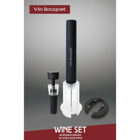 Coffret tire-bouchon à air Vin Bouquet avec coupe-capsule et bouchon à vide