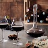 Carafe Ibis Peugeot remplie de vin rouge sur une table