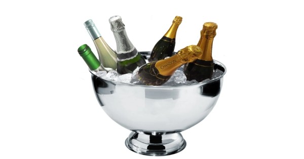 Vasque à champagne Vin Bouquet en inox avec plusieurs bouteilles