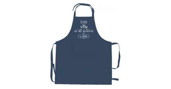 Tablier indigo Je me bonifie avec l’âge Winkler en coton recyclé
