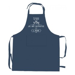 Tablier indigo Je me bonifie avec l’âge Winkler en coton recyclé