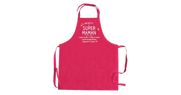 Tablier rose Ma recette de super maman Winkler avec poche centrale