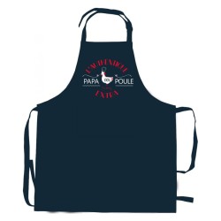 Tablier Papa poule indigo Winkler avec attache de cou et poche ventrale